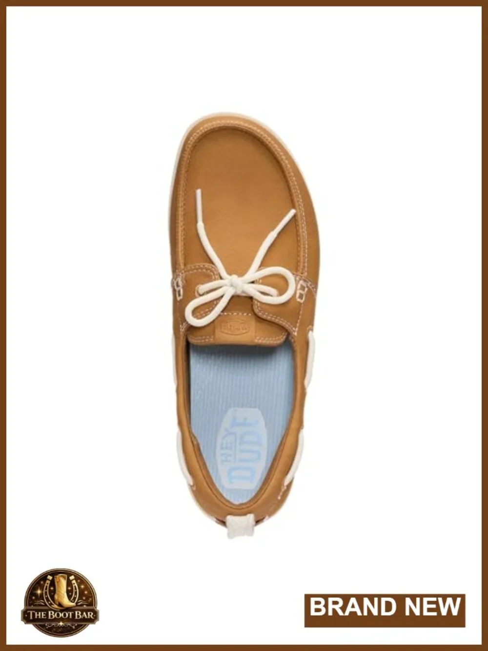 Faux Leather Boat Shoe with Stretch Lace and Removable Foam Insole